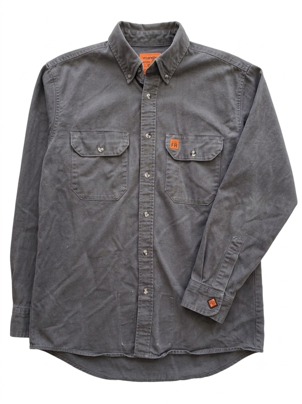 Wrangler RIGGS Workwear FR Flame Resistant Long Sleeve Button Down Shirt Gray M